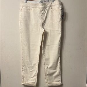 Croft & Barrow Cream Ankle Cropped Jeans elastic waist 331